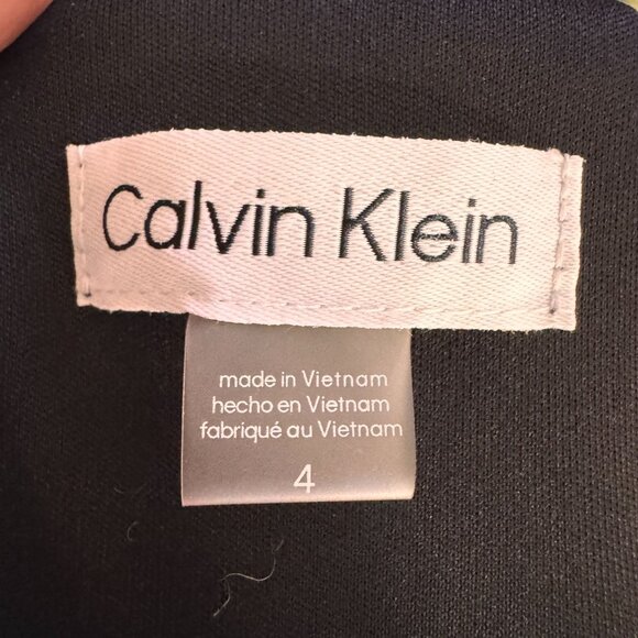 Calvin Klein Dress Womens 4‎ Black Gold Polka Dot Sheer Bell Sleeve Neck Bow - Picture 3 of 8